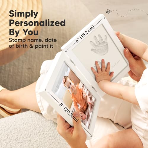 KeaBabies Personalized Baby Hand and Footprint Kit, Quick Dry Clay - Newborn Keepsake Feet and Handprint Kit, Nursery Picture Frame, New Mom Gifts for Baby Showers & Registry (Alpine White) - Image 4
