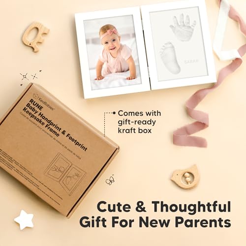 KeaBabies Personalized Baby Hand and Footprint Kit, Quick Dry Clay - Newborn Keepsake Feet and Handprint Kit, Nursery Picture Frame, New Mom Gifts for Baby Showers & Registry (Alpine White) - Image 5