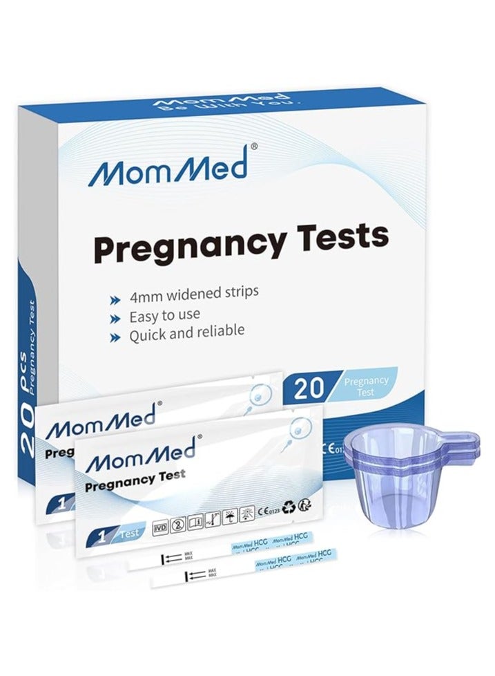 MomMed 20 Count Pregnancy Tests Strips with Larger Urine Cups,HCG Pregnancy Tests Early Detection Pregnancy Tests Kit - Image 1