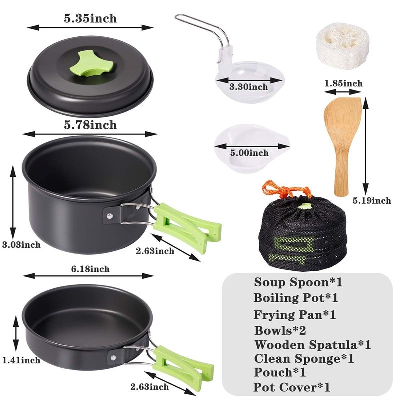 DPCR 12 Pcs Camping Cooking Set with Spoon Set with Portable Kettle 0.8L,Camping Accessories for Outdoor，Camping Utensils with Carry Bag(Cooking Set + Spoon Set + Portable Kettle) - Image 2