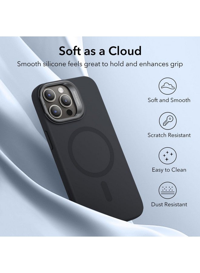 ESR ESR for iPhone 15 Pro Max Case, MagSafe Silicone Case with Stand, Military-Grade Protection, Built-in Camera Stash Stand, Magnetic Phone Case for iPhone 15 Pro Max, Cloud Series, Black  - Image 1