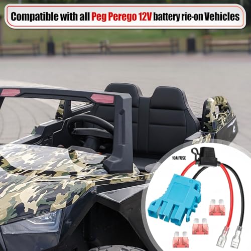 Saillong 12 AWG Wire Harness Connector Replacement Compatible with Peg Perego 12 Volt SLA Battery 12V Battery Connector with Fuse for Ride On Vehicles and Compatible with Peg Perego Power Upgrade - Image 5
