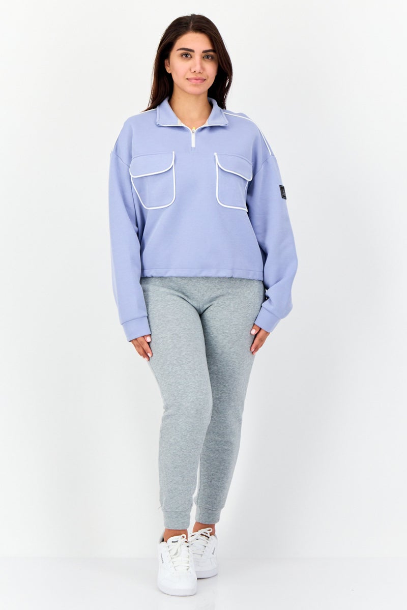 GIORDANO G-Motion Women Sportswear Fit Long Sleeves Outdoor Sweatshirt, Blue  - Image 3