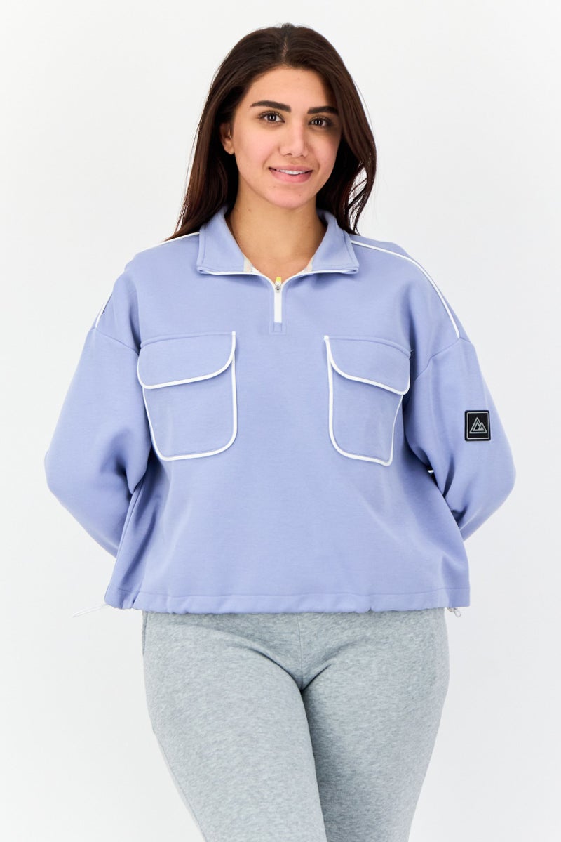 GIORDANO G-Motion Women Sportswear Fit Long Sleeves Outdoor Sweatshirt, Blue  - Image 1