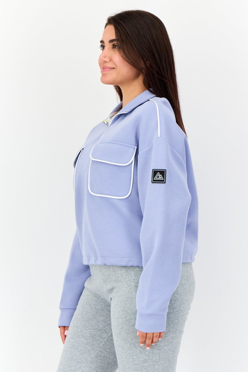 GIORDANO G-Motion Women Sportswear Fit Long Sleeves Outdoor Sweatshirt, Blue  - Image 2