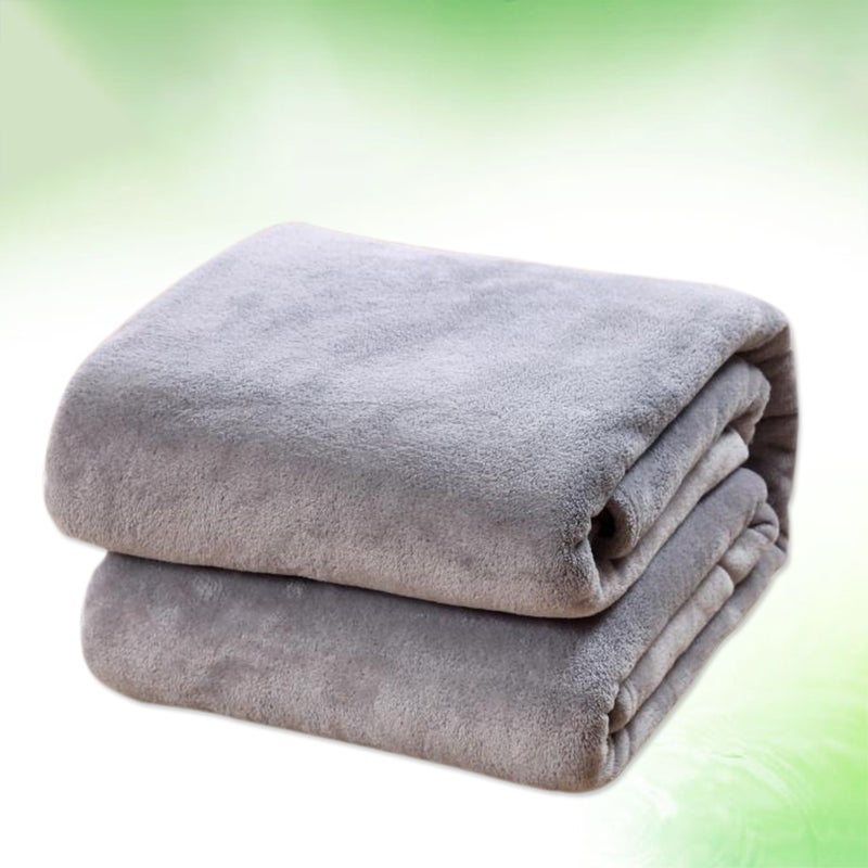 2pcs Color Flannel Fleece Blanket Couch Color Bed Blanket Sheet 120x200cm ( Grey) - Image 4