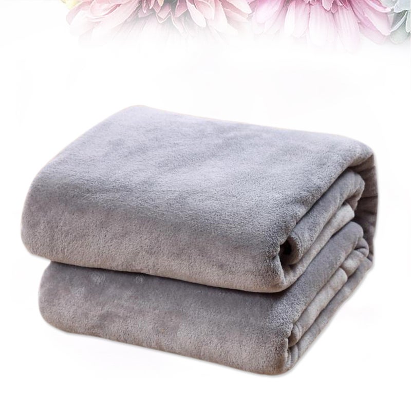 2pcs Color Flannel Fleece Blanket Couch Color Bed Blanket Sheet 120x200cm ( Grey) - Image 1