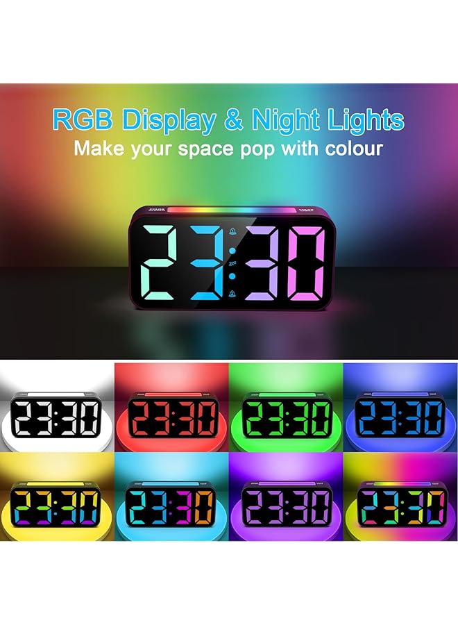Digital Alarm Clock With Night Light Bedside Alarm Clocks Large Led Display Full Range Brightness Snooze 12 24H Loud Alarm Clocks For Heavy Sleepers Bedside Alarm Clock For Kids Seniors