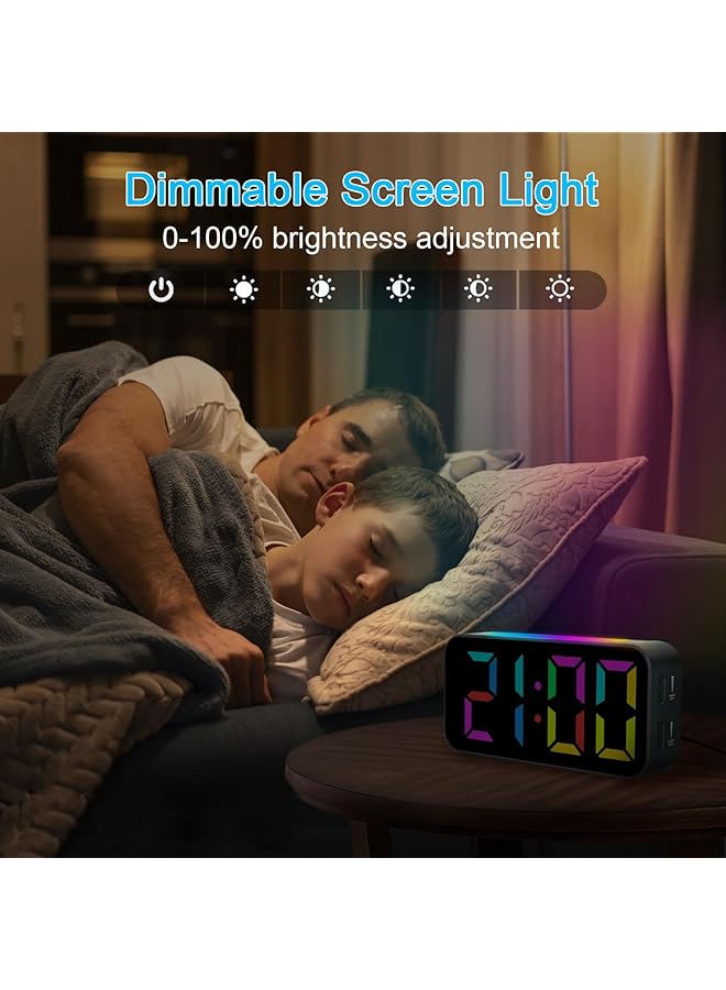 Digital Alarm Clock With Night Light Bedside Alarm Clocks Large Led Display Full Range Brightness Snooze 12 24H Loud Alarm Clocks For Heavy Sleepers Bedside Alarm Clock For Kids Seniors