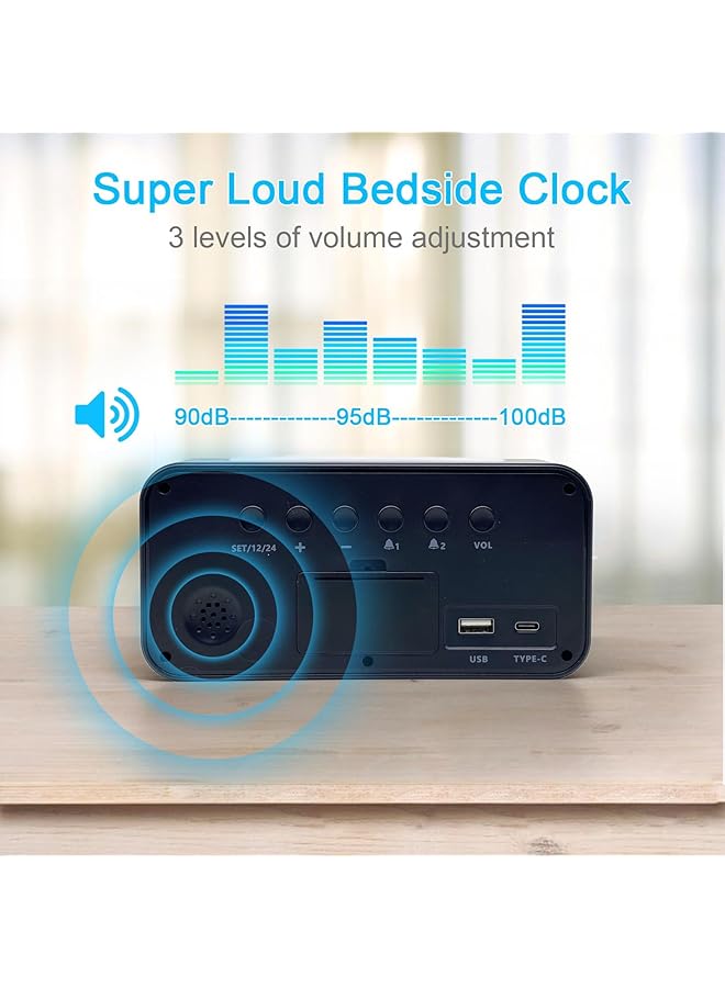 Digital Alarm Clock With Night Light Bedside Alarm Clocks Large Led Display Full Range Brightness Snooze 12 24H Loud Alarm Clocks For Heavy Sleepers Bedside Alarm Clock For Kids Seniors