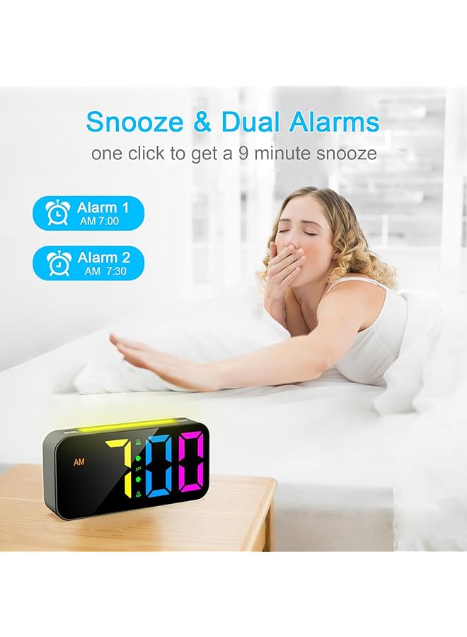 Digital Alarm Clock With Night Light Bedside Alarm Clocks Large Led Display Full Range Brightness Snooze 12 24H Loud Alarm Clocks For Heavy Sleepers Bedside Alarm Clock For Kids Seniors