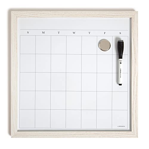 U Brands Rustic Monthly Dry Erase Board with White Wooden Frame Office Supplies 14 x 14 - Image 1