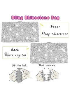 ELABEST Glitter Evening Clutch Bag Rhinestone Handbag Crossbody Purse Wedding Party Bag For Women And Girls (Doublesided Silver Crystal)  - Image 3