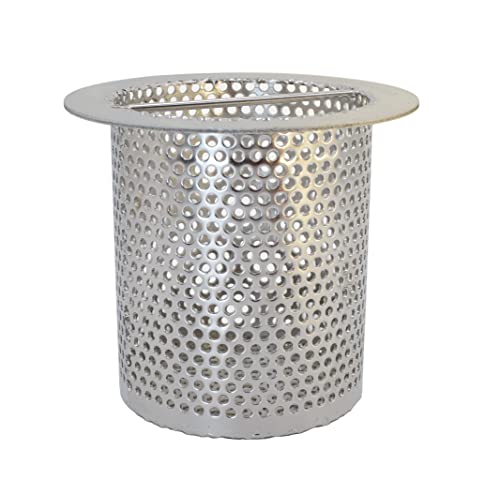 Drain-Net 4" Commercial Floor Drain Strainer, 4" Tall, Perforated Stainless Steel - Image 1