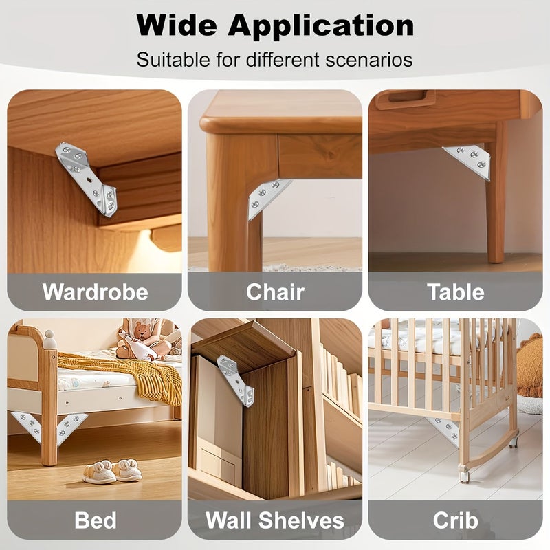 400 Corner Brackets 90 Degree Right Angle Brackets 50 Support Pieces And 350 Screws For Fixing Shelves In Cabinets Beds Chairs Tables Woodworking Hardware Home Furniture Material Thickened Angle Connectors - Image 4