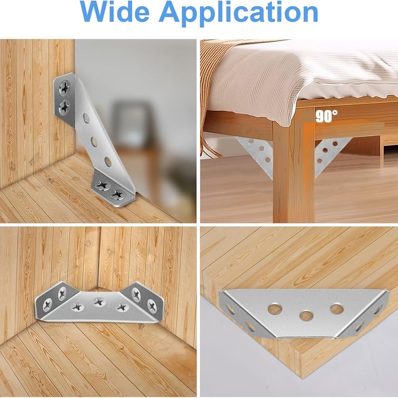 400 Corner Brackets 90 Degree Right Angle Brackets 50 Support Pieces And 350 Screws For Fixing Shelves In Cabinets Beds Chairs Tables Woodworking Hardware Home Furniture Material Thickened Angle Connectors - Image 5