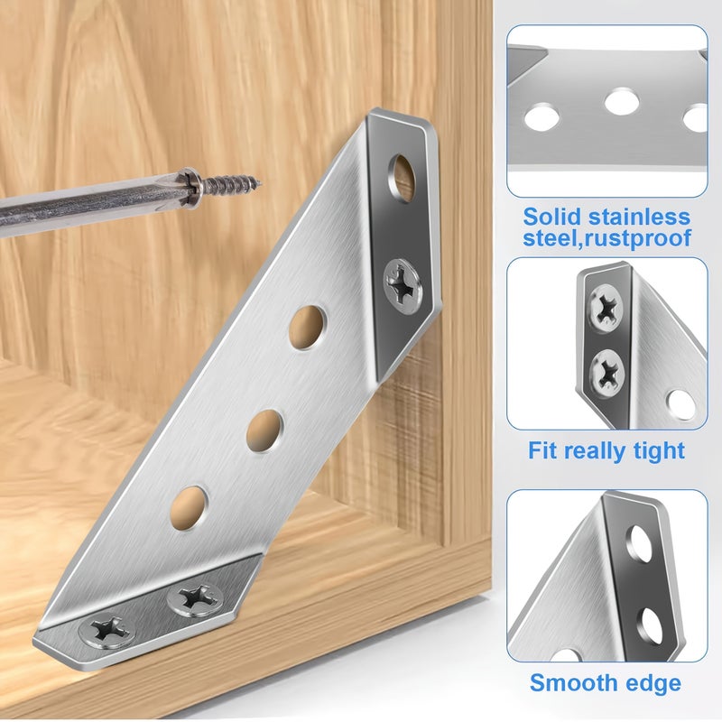 400 Corner Brackets 90 Degree Right Angle Brackets 50 Support Pieces And 350 Screws For Fixing Shelves In Cabinets Beds Chairs Tables Woodworking Hardware Home Furniture Material Thickened Angle Connectors - Image 3