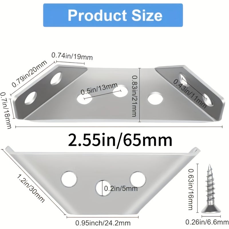 400 Corner Brackets 90 Degree Right Angle Brackets 50 Support Pieces And 350 Screws For Fixing Shelves In Cabinets Beds Chairs Tables Woodworking Hardware Home Furniture Material Thickened Angle Connectors - Image 2