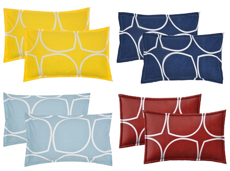 RRC Super Soft Brushed Microfiber Cotton Pillow Covers,Set of 4 (Total 8 Pcs) Pillow Covers,17X27(Inches) Pillow Covers (Yellow) - Image 1