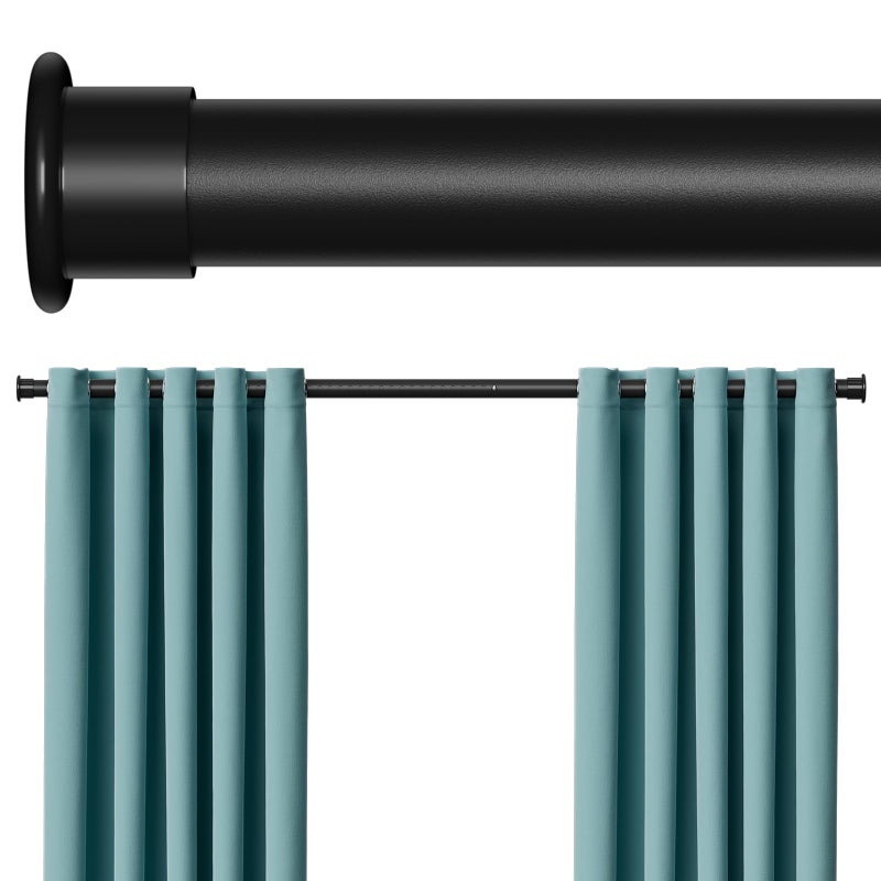 FVONZN Tension Curtain Rod 43-124 Inches Extra Long Black Heavy Duty Tension Rods Adjustable Curtain Rod No Drilling Spring Loaded Tension Rod for Windows Patio Hold Up Blackout Curtains and Non Slip - Image 1