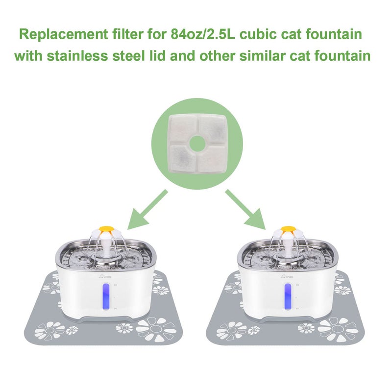 Wonder Creature Cat Fountain Filter for Cubic Cat Water Fountain, 4 Carbon Filters & 2 Pre-Filter Sponges Pack, Elliptical Pet Dispenser Filter - Image 2