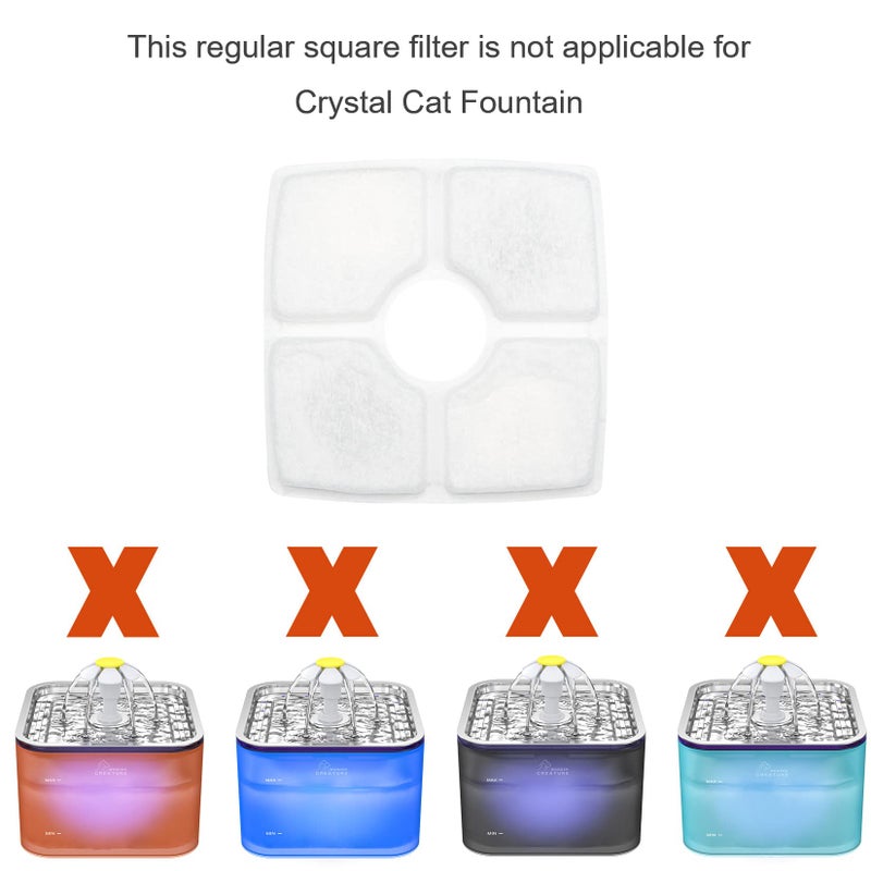 Wonder Creature Cat Fountain Filter for Cubic Cat Water Fountain, 4 Carbon Filters & 2 Pre-Filter Sponges Pack, Elliptical Pet Dispenser Filter - Image 3