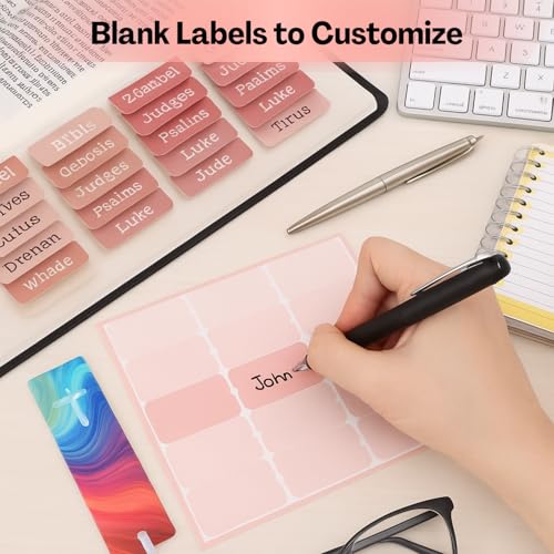 Flavizo 120 Pink Index Tabs, Book Tabs for Organizing Pages, Bible Tabs for Journaling, Bible Bookmark Stickers, Durable Page Markers for Study, Planning, and Bible Journaling Kit - Image 3