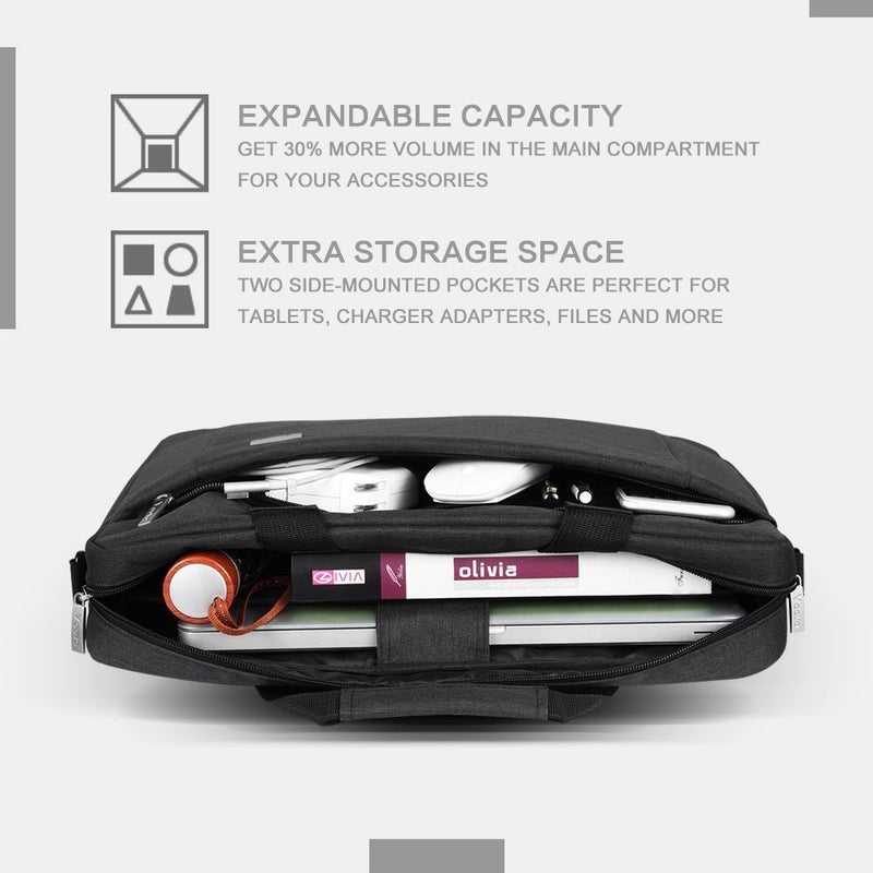 Voova 17 17.3 Inch Laptop Bag Briefcase, Expandable Multi-function Shoulder Messenger Bag, Waterproof Computer Carrying Case with Organizer Pocket for Men Women, Business Travel College School - Image 2