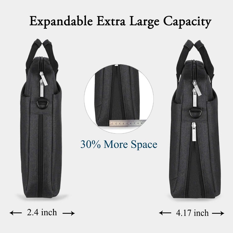 Voova 17 17.3 Inch Laptop Bag Briefcase, Expandable Multi-function Shoulder Messenger Bag, Waterproof Computer Carrying Case with Organizer Pocket for Men Women, Business Travel College School - Image 3
