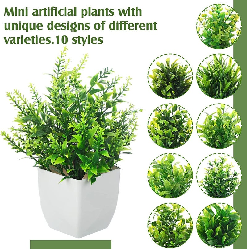 Dekorly 10 Pcs Artificial Eucalyptus Potted Plants, Plastic Eucalyptus Potted Plants for Home Decor, Bathroom, Office, Farmhouse Decor (Set 0F 10) - Image 2