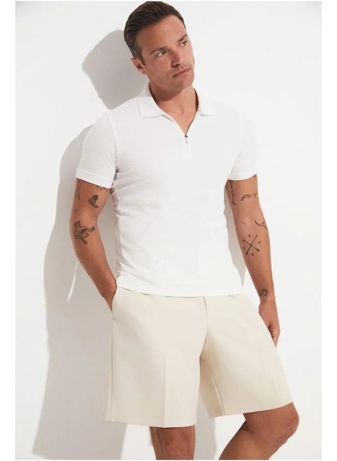 JUNE June Men's Textured Zipper Collar Tshirt