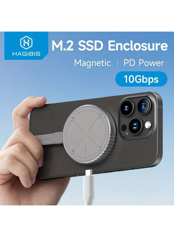 Grey Hagibis Magnetic M2 2230 NVMe SSD Enclosure USB C 3 2 Gen 2 For iPhone 15 Pro Max ProRes - Image 3