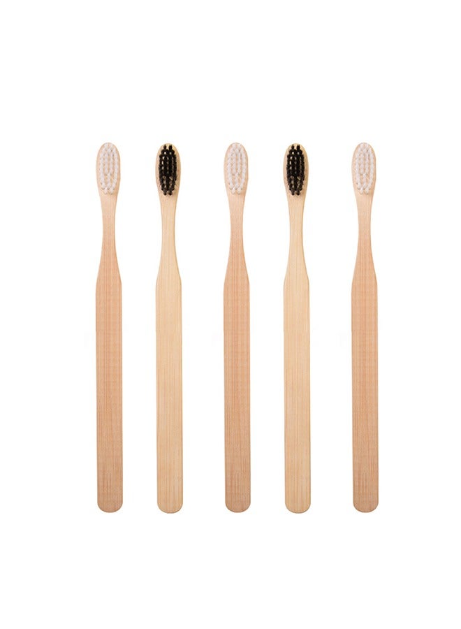 5-Pack Natural Bamboo Toothbrushes – Eco-Friendly Biodegradable Toothbrush Set with Packaging –  Soft Bristles, Great for Travel,Plastic-Free Oral Care,Random Color - Image 1