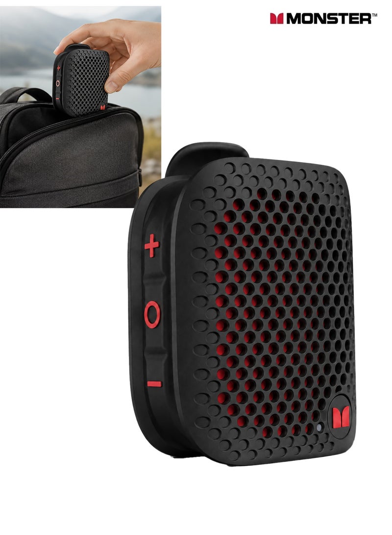 Monster  Bluetooth Speaker, Clip on Wireless Wearable Speaker for Hands-Free Calls and Music, Small Mini Portable Speaker for Workout, Cycling, Running, TWS, IPX7 Waterproof, 12H Playtime - Image 1