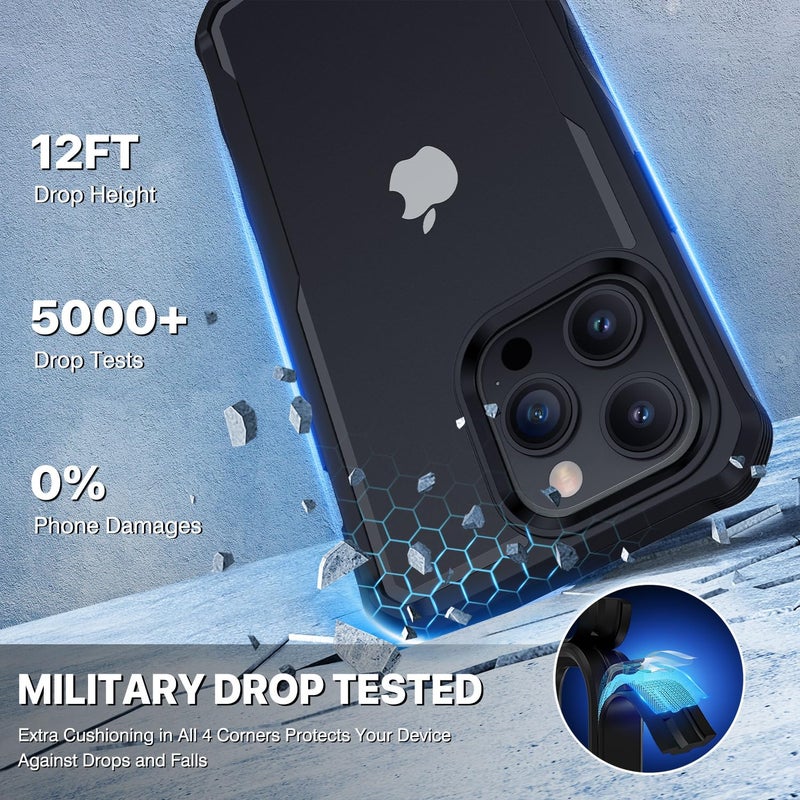 CENHUFO Privacy for iPhone 15 Pro Max Case, Full Body Phone Case with Built-in 9H Tempered Glass Privacy Screen Protector and Camera Lens Protector, Anti Peep Shockproof Bumper Clear Cover - Black - Image 5