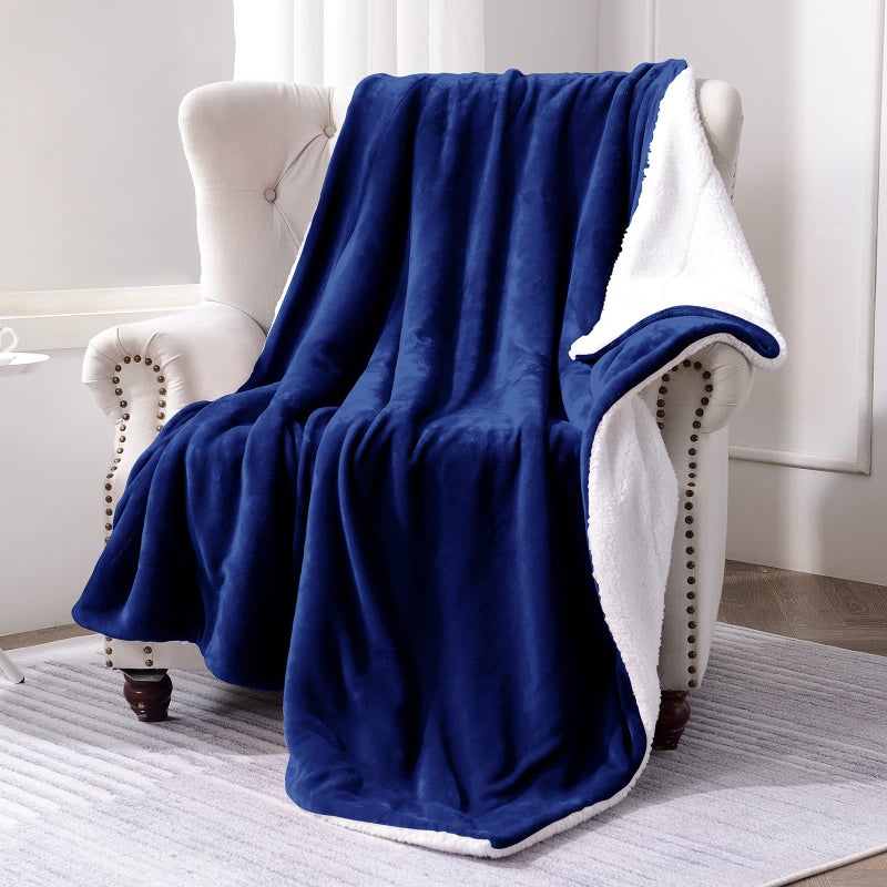 SOCHOW Sherpa Fleece Throw Blanket  Double-Sided Super Soft Luxurious Plush Blanket Throw Size  Blue  50x60 inches - Image 2