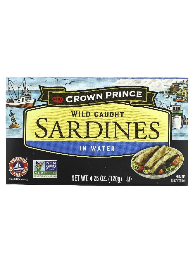 Crown Prince Natural Crown Prince Natural, Wild Caught Sardines, In Water, 4.25 oz (120 g)  - Image 1