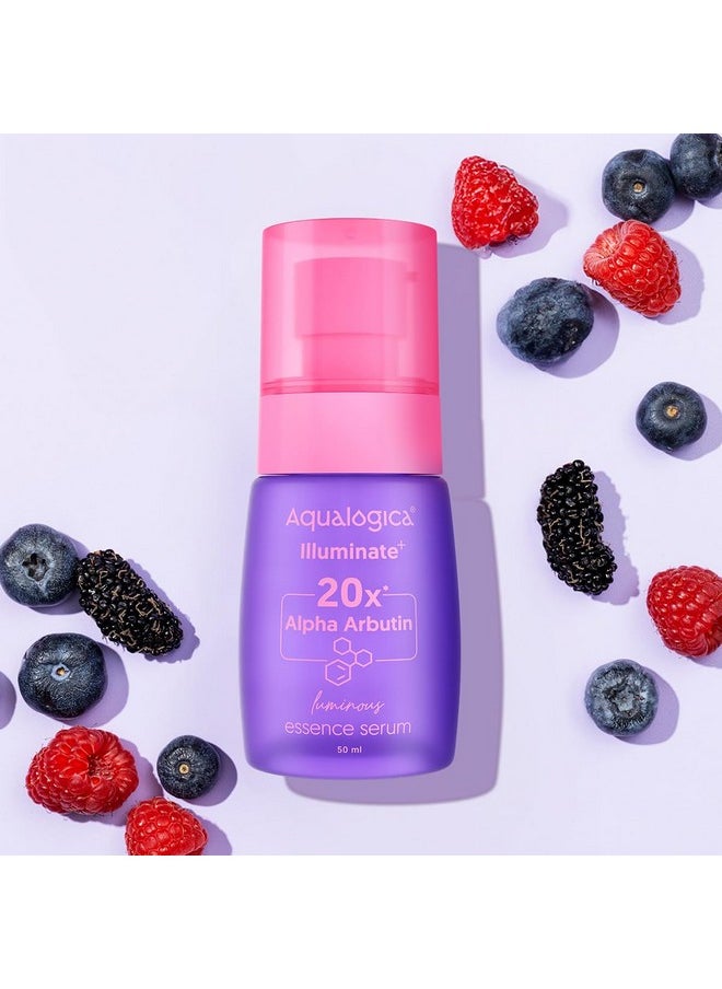 Aqualogica Lluminate+ 20X* Alpha Arbutin Luminous Essence Serum - 50Ml|Power Of 20X* Alpha Arbutin | Fights Pigmentation & Uneven Skin Tone | Hydrates & Plumps Skin  - Image 2