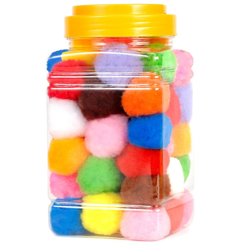Caydo 100 Pieces 4CM Pom Poms 15 Colors Large Pom Poms Balls for Crafts for Kids DIY Art Creative Decoration