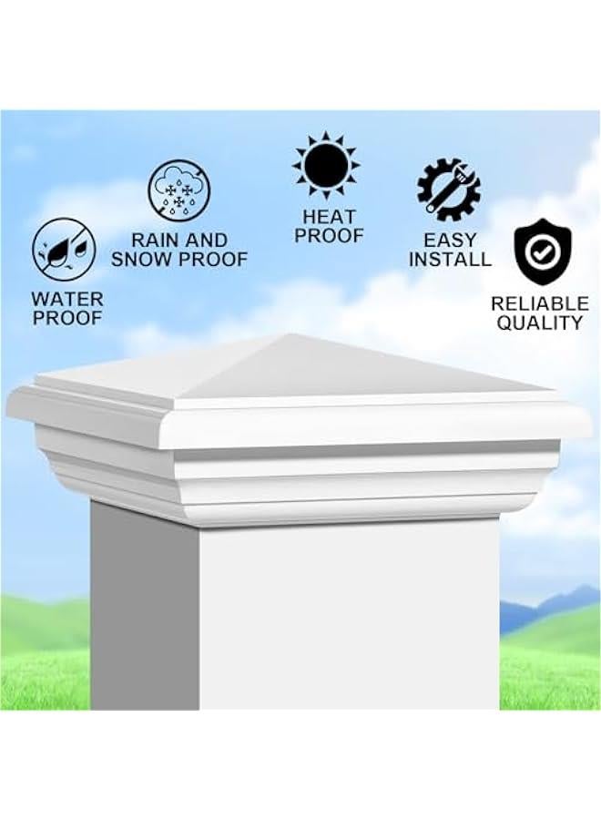 Arabest 2 Pcs 4 x 4 Inch Vinyl Fence Post Caps (Actual 4x4), White PVC England Style Cap Top Pyramid Square Waterproof UV Resistant Decorative Vinyl Fence Post Caps - Image 3