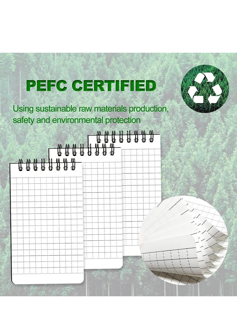 دفتر ملاحظات حلزوني مقاوم للماء 3x5 - 3 عبوات من دفاتر الملاحظات الجيبية للاستخدام الخارجي، أسود - Image 3