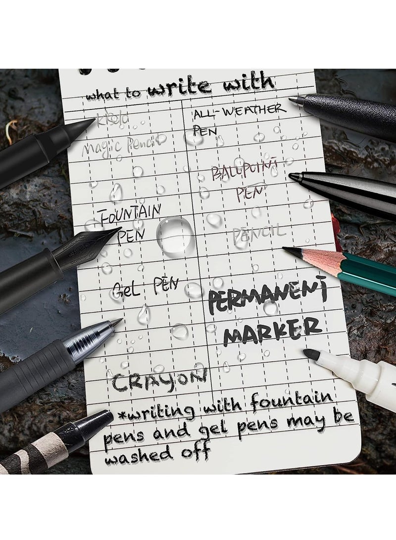 دفتر ملاحظات حلزوني مقاوم للماء 3x5 - 3 عبوات من دفاتر الملاحظات الجيبية للاستخدام الخارجي، أسود - Image 4