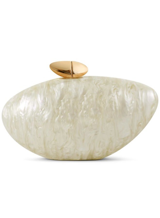 NEWROGENG Acrylic Shell Clutch Purse for Women, Marble Evening Bag with Magnetic Closure for Wedding Party, Marble-white, 8.07 x 2.95 x 5.2 inches - Image 1