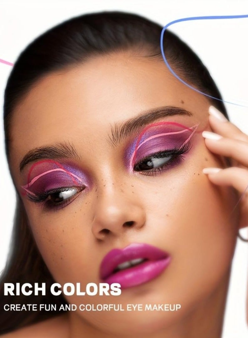 pudaier Color Eyeliner Liquid Eyeliner Pen Quick Drying Easy to Color Glitter and Matte Precision Fine Tip Eye Liner Makeup No Flaking No Smudging Waterproof and Long Lasting Eyeliner Pencil Celestial Blue 21 - Image 5