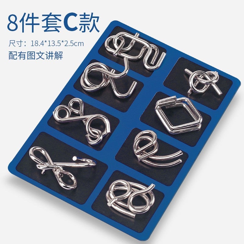 Nine-Link Complete Set Of Unlocking Buckle 24-Piece Set Luban Lock Kongming Lock Kidsren'S Educational Toys Gift Set - Image 1