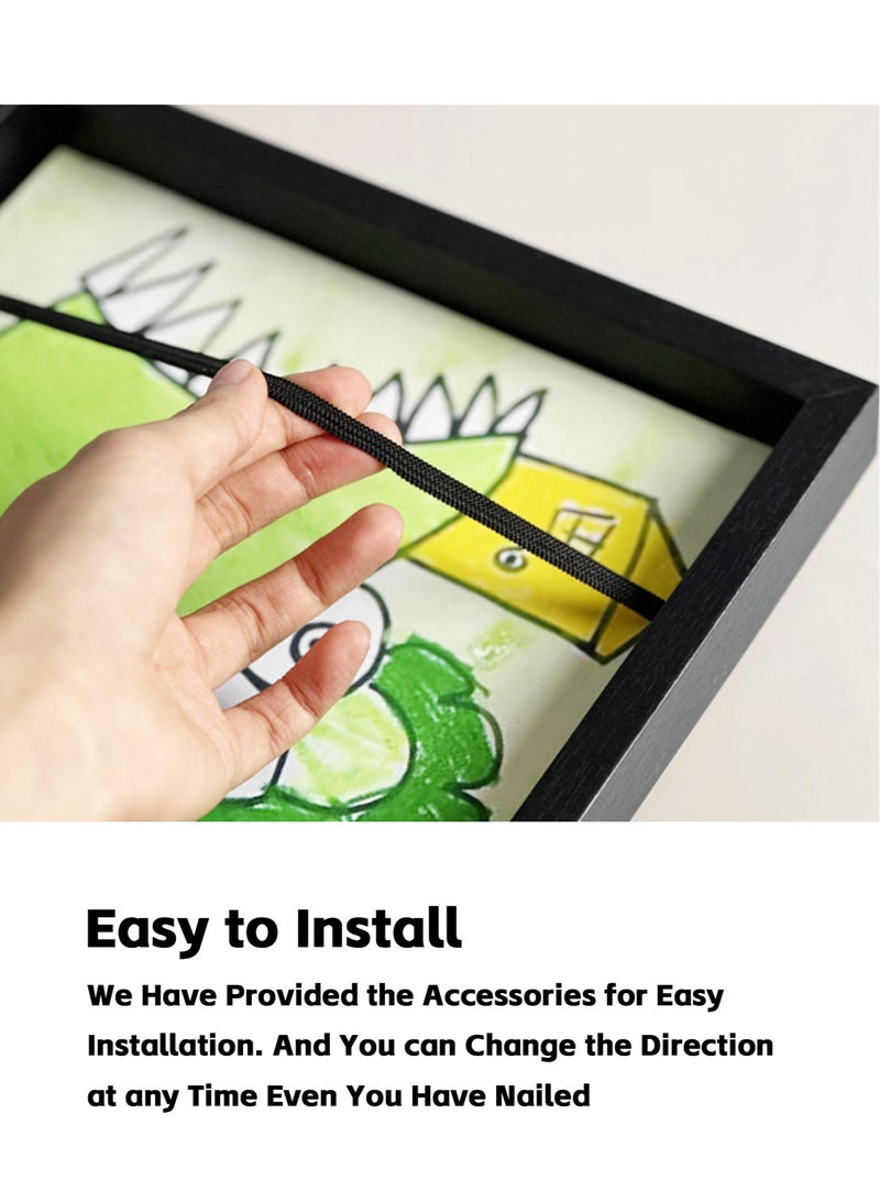 تيويا 2 قطعة من إطارات فنية بفتحة أمامية، إطارات صور فنية للأطفال قابلة للتغيير على الحائط، عرض مكتبي على الحائط، تحمل 60 صورة، لفنون الأطفال والرسومات والصور (21.6*27.9 سم، أسود) - Image 5