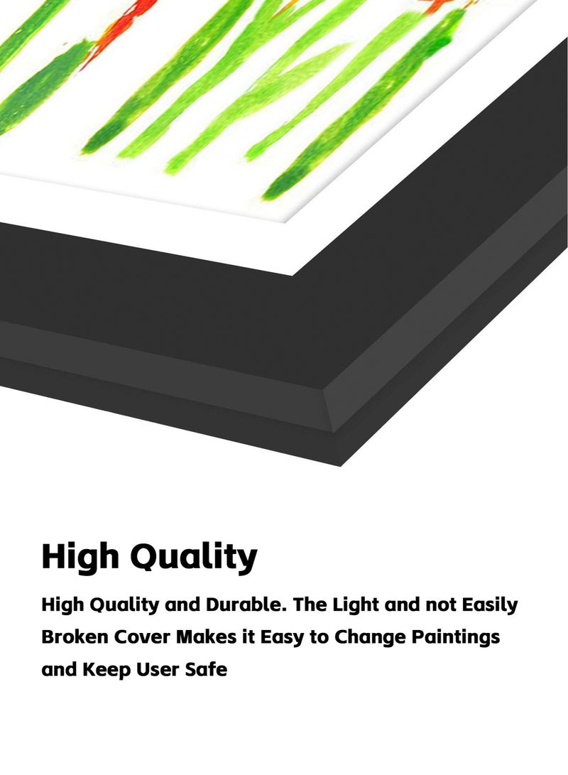 تيويا 2 قطعة من إطارات فنية بفتحة أمامية، إطارات صور فنية للأطفال قابلة للتغيير على الحائط، عرض مكتبي على الحائط، تحمل 60 صورة، لفنون الأطفال والرسومات والصور (21.6*27.9 سم، أسود) - Image 3