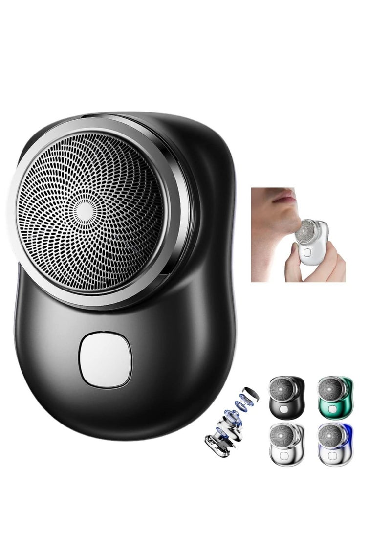 ELTRAZONE USB Mini Shaver Pocket Portable Electric Shaver, 2023 New Travel Electric Razor Round Shaving Machines for Men, Wet Dry Magic Rechargeable Mini Shavers Mens Electric Razors for Shaving Face (Black) - Image 1