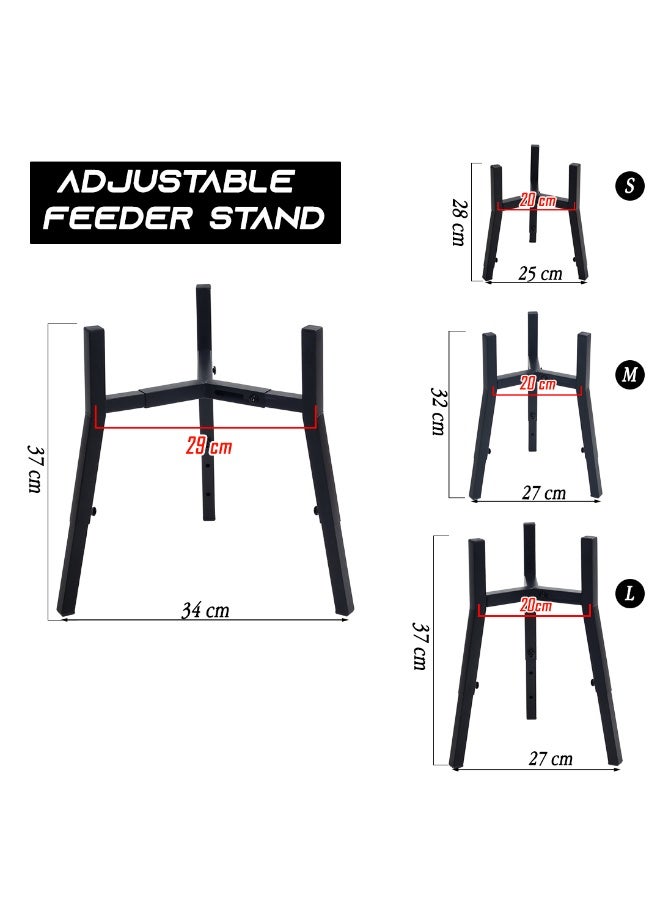 أن ان سي بيتس حامل وعاء مرتفع قابل للتعديل، حامل تغذية الحيوانات الأليفة المتين للكلاب الصغيرة والكبيرة، حامل وعاء 37 سم مع لحام صلب، غير قابل للانزلاق وصديق للحيوانات الأليفة، حامل وعاء مرتفع ومحطة تغذية (أسود) - Image 2