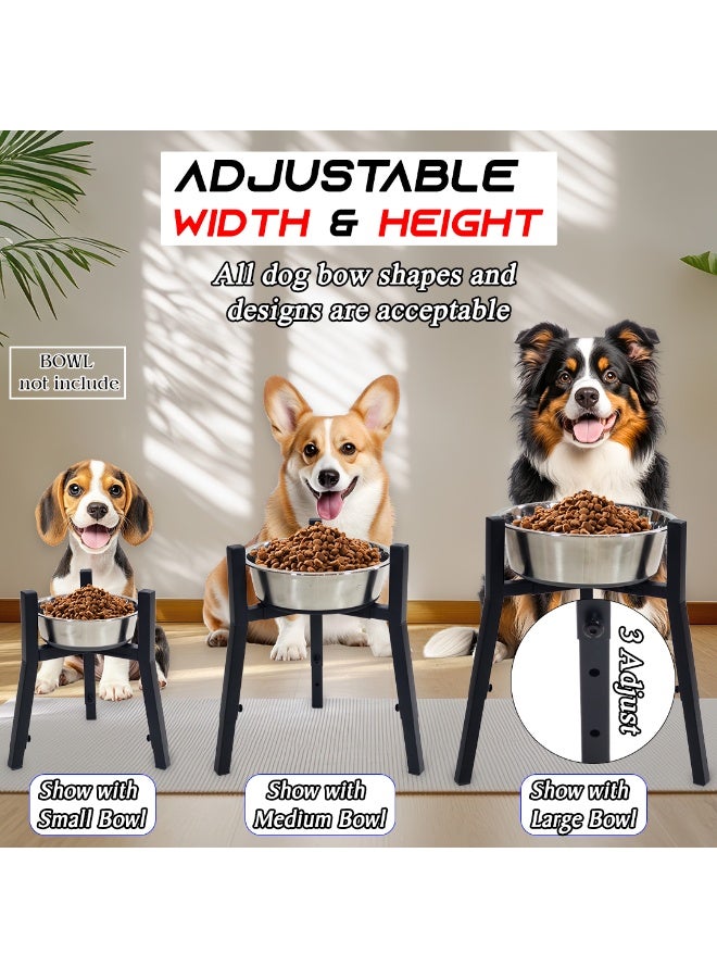 أن ان سي بيتس حامل وعاء مرتفع قابل للتعديل، حامل تغذية الحيوانات الأليفة المتين للكلاب الصغيرة والكبيرة، حامل وعاء 37 سم مع لحام صلب، غير قابل للانزلاق وصديق للحيوانات الأليفة، حامل وعاء مرتفع ومحطة تغذية (أسود) - Image 5